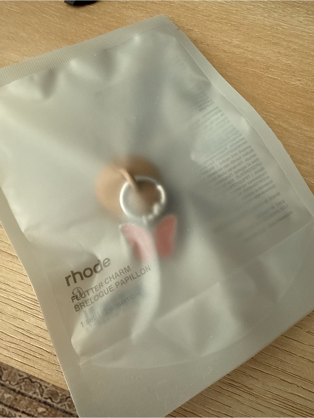 RHODE Pink Flutter Charm Key Ring